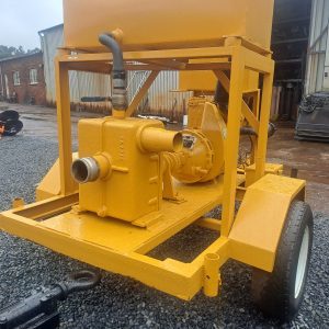Water Pump 3 Cylinder Lister engine mounted on two wheel trailer